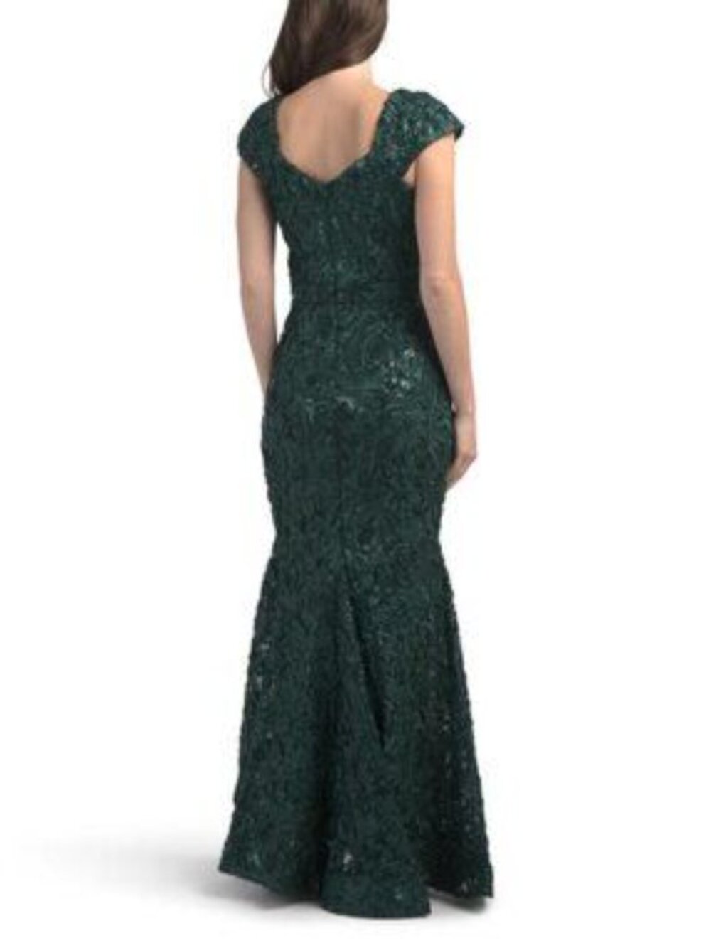 XSCAPE Long Soutache Cap Sleeve Asymetric Neck Dress - Picture 2 of 5